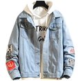 thumbnail image 1 of Men's Denim Distressed Jacket Casual Slim Fit Button Down Jeans Coat, 1 of 6