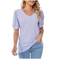 thumbnail image 1 of RKSTN Womens Tops Fashion Mesh Breathable Short Sleeve V-Neck Blouse Tops Comfortable Temperament Solid Color Tops, 1 of 4