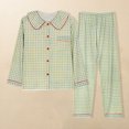 thumbnail image 1 of Pisexur Pyjamas pour Femmes Ensemble, Pyjamas pour Femmes, Femmes Décontracté Ample Imprimé Bouton Col Rabattu Manches Longues Hauts Cardigan Pantalon Ensembles de Pyjama Vert,TG, 1 of 1
