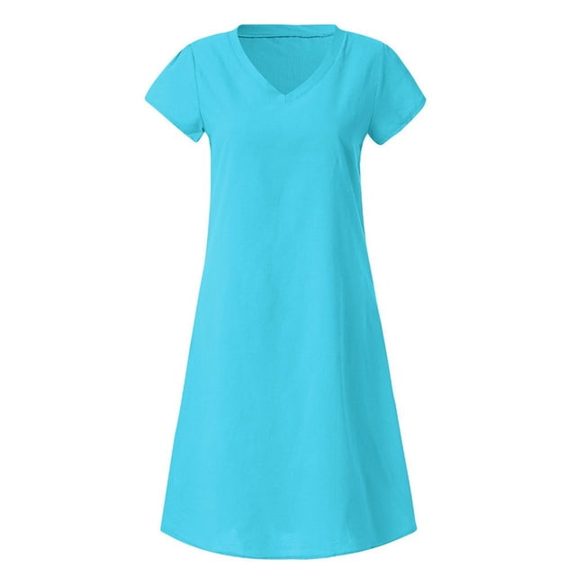 AMERTEER Robe Décontractée en Coton Style Été pour Femmes