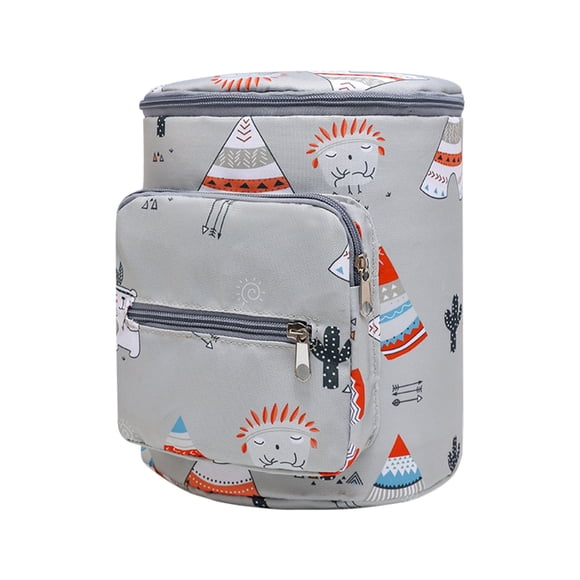 Sac de Poussette Cylindrique, Sac de Rangement Suspendu à la Mode à Grande Capacité pour Poussette de Bébé, Organisateur Léger avec Porte-Bouteilles, Sac de Transport Polyvalent pour Voyage, Lit de Bébé et Chaise de Salle à Manger