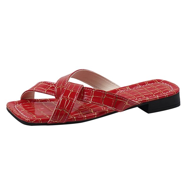 B91xZ Sandales Confort pour Femmes, Mules Décontractées pour la Plage, Rouge 9