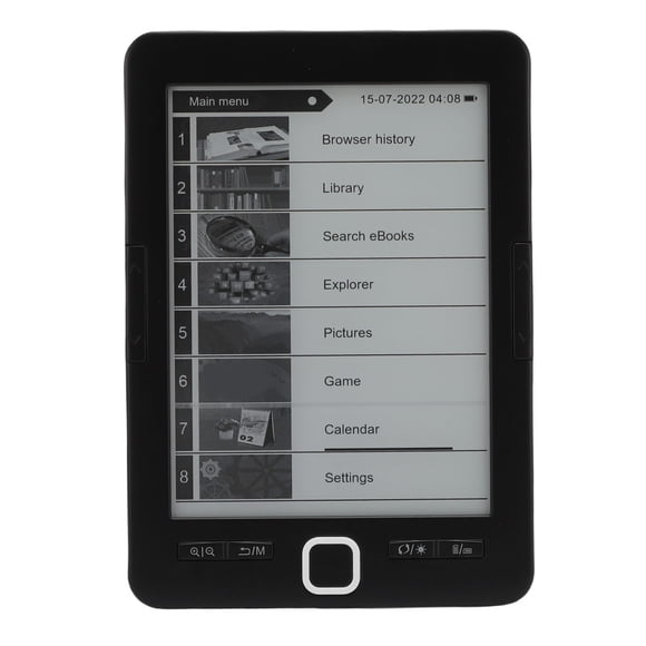 Ebook Reader, Eye Caring Ink Screen Supports Multiple Formats 6 Inch Portable Electronic Book Reader for Home