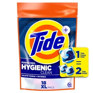 Tide Hygienic Clean Power PODS Laundry Detergent Pacs, Original Scent, Removes Visible and Invisible Dirt, 18 Count