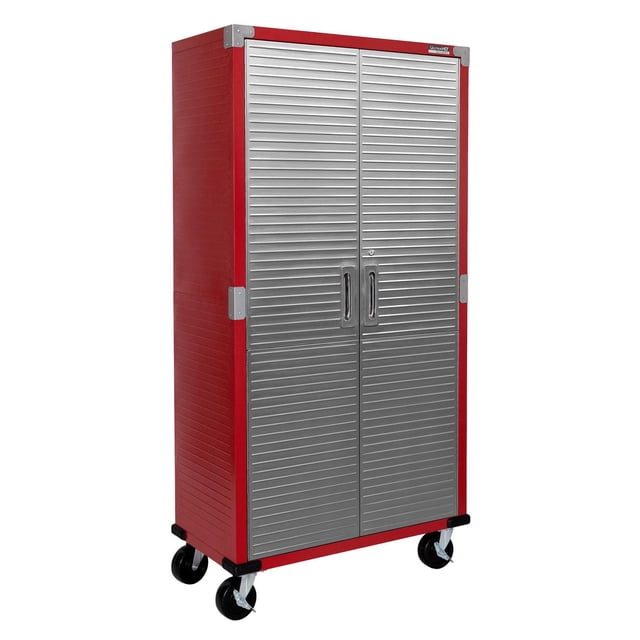 UltraHD Armoire de Rangement Roulante Rouge avec Portes Verrouillables en Acier Inoxydable Résistant aux Traces de Doigts, 36 Pouces de Large, 18 Pouces de Profondeur et 72 Pouces de Hauteur, Dotée de Quatre Roulettes Robustes avec Deux Loquets, Trois Tablettes Ajustables et des Pare-Chocs d'Angle, Idéale pour le Rangement de Chambre Ou de Bureau.
