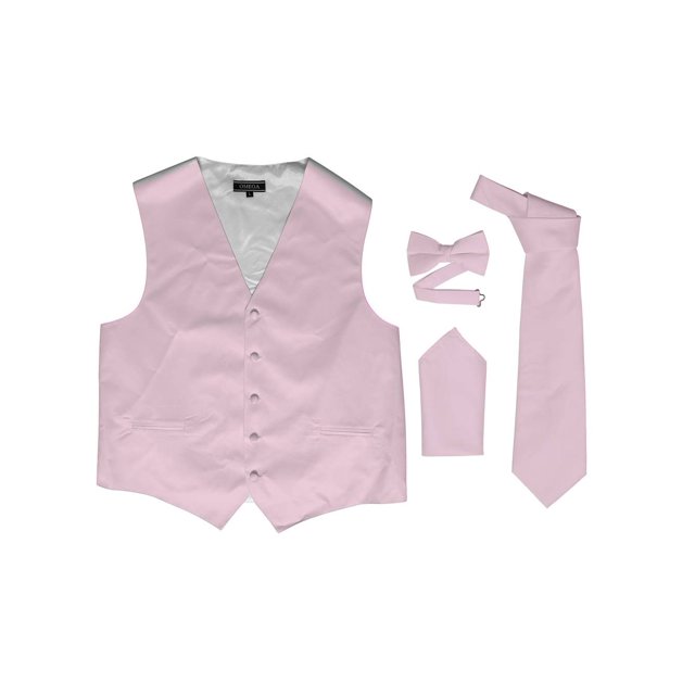 Omega Button Vest Formal 4 piece Dress Kit - Pink/White - 3X-Large