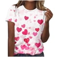 thumbnail image 2 of Ounisa T-Shirts Graphiques Cœur d'Amour Mignons pour Femmes Coupe Ample Manches Courtes, 2 of 5