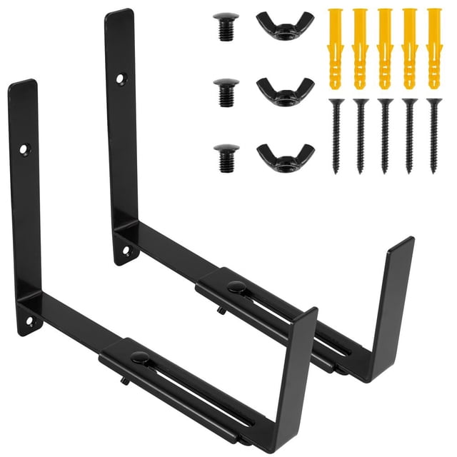 YOPTOP 2 Pcs Support de Boîte de Fenêtre Support de Jardinière en Acier au Carbone Support de Boîte à Fleurs Ajustable Support de Jardinière Mural Étagère de Boîte de Jardinière Robuste Support de Pot de Fleurs sur Rambarde pour Jardinière de 6-12 cm de Profondeur