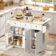 thumbnail image 2 of HOMCOM Mobile Kitchen Island with Power Outlet Drop Leaf Kitchen Cart White, 2 of 9