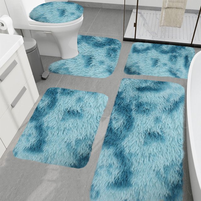 Dvkptbk Mixed Colors Bath Mats 5 Set Bathroom Rugs For 5 Pcs Toilet Mats Universal Soft Comfortable Water Absorption Non-Slip Thick Machine Washable Easy Dry Dark Color