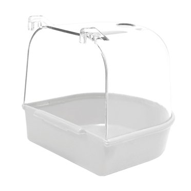 Tachiuwa Bird Bath Box Bird Bathtub Parrot Bathing Tub for Budgie Parakeets Cockatiel White