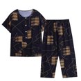 thumbnail image 2 of Wolfast Ensemble de Pyjama Court en Soie pour Femmes Été Décontracté Deux Pièces Pyjama Manches Courtes Col Rond Haut/chemise Ensemble Coton Soie Grande Taille Confortable Respirant Cardigan Bouton Poche, 2 of 9