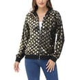 thumbnail image 1 of Veste à Fermeture Éclair devant à Paillettes à Manches Longues pour Femmes, Poignets Côtelés, Hauts d'Extérieur à Manches Longues, 1 of 5