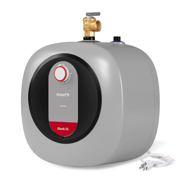 Fogatti Chauffe-Eau Électrique Mini Réservoir 2,5 Gallons 1440W, Montage Mural/sol, Gris