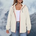 thumbnail image 5 of Comdrip Veste Légère pour Femmes! Veste Chaude Coupe-Vent Imperméable à Blocs de Couleur pour Femmes, Coupe-Vent d'Extérieur, Veste de Randonnée, Veste de Randonnée pour Femmes Légère Beige G, 5 of 5