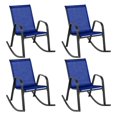 thumbnail image 1 of Costway Lot de 4 Chaises Berçantes de Patio, Berceuses en Métal Robustes pour l'Extérieur, Antidérapantes, Bleu Marine, 1 of 9