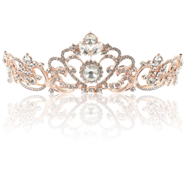 Diadème de Mariée en Strass pour Fille Couronne de Mariage Bandeau de Mariée en Strass