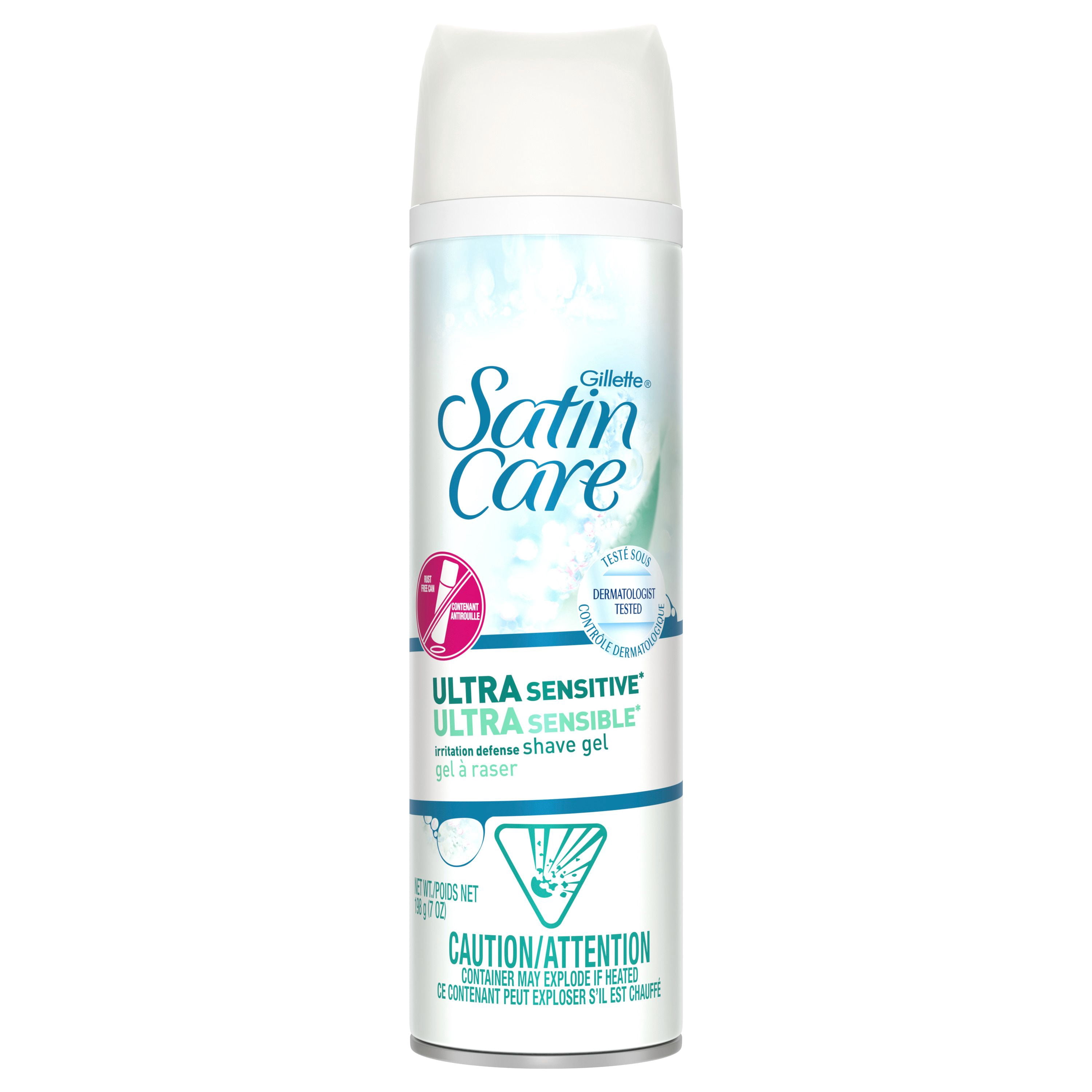 Gel à raser Gillette Venus Satin Care Peau ultra sensible, crème à raser pour femmes, non parfumé, 198g (7oz)