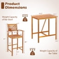 thumbnail image 3 of Gymax 3 PCS Outdoor Acacia Wood Bar Set w/ Slatted Seat & Tabletop, 3 of 9