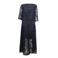 thumbnail image 4 of RKSTN Robe d'Été pour Femme Décontractée Unie à Manches Mi-Longues avec Empiècements en Maille, Robe Midi Fluide, 4 of 6