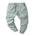 thumbnail image 1 of Men Solid Color Cargo Trousers  Loose Fit Drawstring Waist Long Pants, 1 of 5
