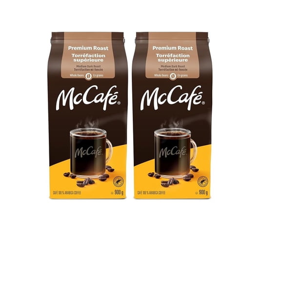McCafe Premium Medium Dark Roast Whole Beans, 2 X 900g,( 2 PACK )