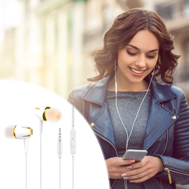 Electronics Earbuds Wired With Microphone Noise Isolating In-Ear Headphones Powerful Heavy High Definition Earphones Compatible 3.5mm