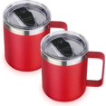 thumbnail image 1 of Volhoply Tasse à Café en Acier Inoxydable Isolée 14oz avec Couvercle en Vrac, Lot de 2, Tasse à Café de Voyage à Double Paroi sous Vide avec Poignée, Gobelets Réutilisables, Tasses de Camping Gardent Chaud/froid, Cadeaux de Noël (Rouge, 2), 1 of 6