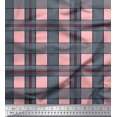 thumbnail image 1 of Soimoi Pink Georgette Viscose Fabric Check Check Print Fabric by the Yard 42 Inch Wide, 1 of 5