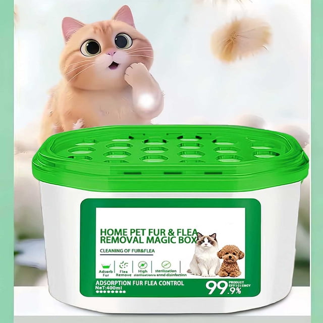 Linnome Multi Functional Automatic Pet Odor Eliminator and Hair Remover Box, Air Purifying for Dogs Cats 400ml