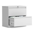 thumbnail image 1 of AOBABO 28" Locking 2 Drawer Metal Filing Cabinet, Fully Assembled, White, 1 of 7