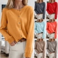 thumbnail image 1 of Yuyuzo Womens Cardigan Sweater Tops Crew Neck Long Sleeve Shirts Solid Color Button down Knitted Clothes, 1 of 5