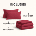 thumbnail image 3 of Comfy Bamboo World Series 90 G/m2 Ensemble de Draps en Microfibre 4 Mcx, Lit Très Grand, Rouge, 3 of 5