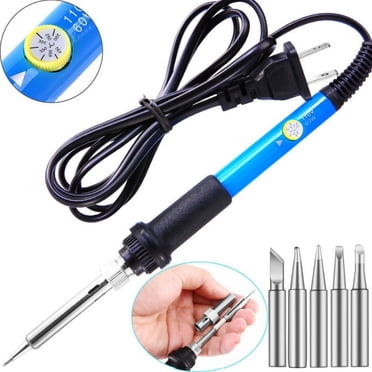 Soldering Iron Kit, Full Set 60W 110V Soldering Welding Iron Kit - Adjustable Temperature, 5pcs Different Tips