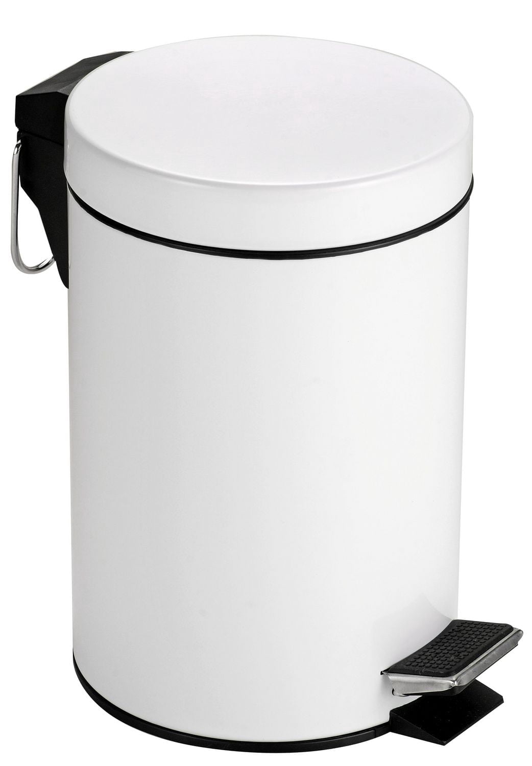 Mainstays 5 Litre Stainless Steel Step Bin, Removable Liner, 8' X 11', White with a convenient carry handle