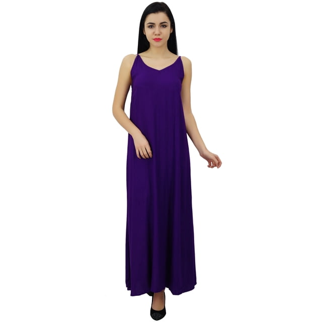 Bimba Robe Maxi Unie à Bretelles Spaghetti pour Femme pour l'Été, Tenue de Plage, Robe d'Été