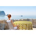 thumbnail image 2 of Vargottam Indoor/OutdoorRoundTablecloth 58 InchRoundTableau ImperméablePatioTableCoupes,Printemps/ÉtéPour Backyard CircularTable/Bbqs/Picnic -Jaune, 2 of 8