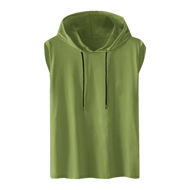 DPTALR T-Shirt de Sport Sans Manches Décontracté à Capuche Solide pour Hommes