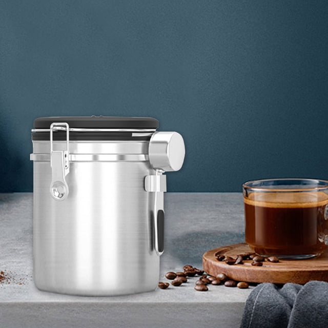 IBaodan Clearance sale Coffee Canister Airtight Stainless Steel Kitchen Food Storage Container With Date And Scoop For Grounds Coffee Beans Tea Flour Cereal Sugar(1.8L) Gifts
