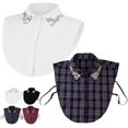 thumbnail image 1 of Red Christmas Plaid Rhinestone Detachable Collar, Women False Shirt Dickey Collar Fake Half Shirt, 1 of 8