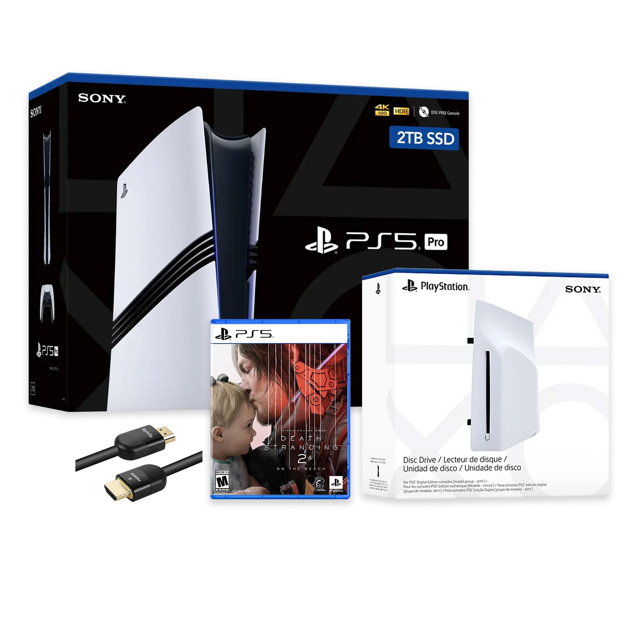 PlayStation 5 Pro 2TB SSD Console with Disc Drive, Wireless Controller and DEATH STRANDING 2: ON THE BEACH - CFI-7019 PS5 Pro