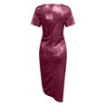 thumbnail image 4 of Pompotops Mode Femmes Robe Aguichant à Manches Courtes Robes Formelles Col en V Paillettes Fête Bureau Robes et Robes de Soirée, 4 of 4