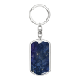 thumbnail image 1 of Celestial Blue Galaxy Stainless Steel or 18k Gold Premium Swivel Dog Tag Keychain, 1 of 8