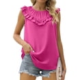 thumbnail image 2 of Diufon Women's Summer Sleeveless Tops Crewneck Ruffle Sleeve Pleated Basic Shirts Trendy Business Blouses, 2 of 7