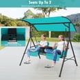 thumbnail image 4 of Gymax 2-Person Canopy Porch Swing Padded Chair Cooler Bag Rotatable Tray Turquoise, 4 of 10