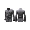 thumbnail image 4 of SUNSIOM  Men's Spring Autumn Casual Shirts Solid Color Long Sleeve Lapel Denim Tops Button Shirts, 4 of 6
