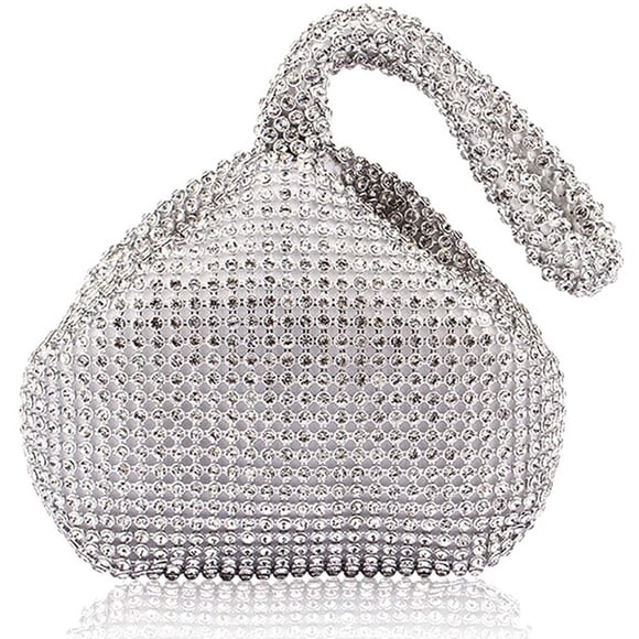 Women's Triangle Bling Glitter Purse Crown Box Clutch Evening Luxury Bags Party Prom(Silver)
