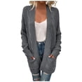thumbnail image 2 of Cardigans pour Femmes à devant Ouvert, Manches Longues, Manteau en Tricot Torsadé avec Poches, Cardigans pour Femmes, 2 of 6