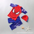 thumbnail image 2 of 3Pcs/Set Kids Boys Swimwear Top+Pants+Swimming Cap Swimsuit with Cartoon Pattern, 2 of 8