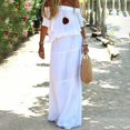 thumbnail image 5 of WTXUE Robes d'Été pour Femmes 2024, Robe d'Été pour Dames Couleur Unie Décontractée Couleur Unie à une Épaule Taille Élastique à Manches Courtes, Robe Blanche Femme, Blanc m, 5 of 5